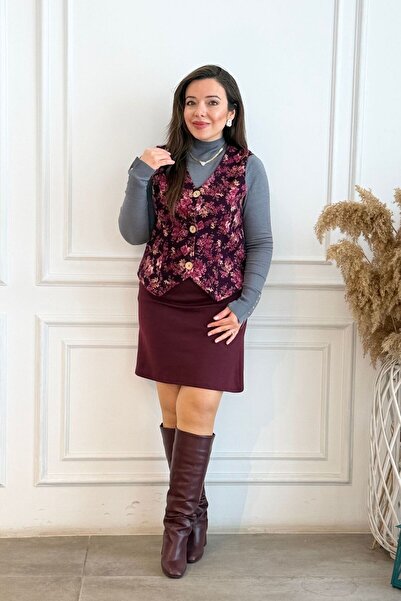 Yağmur Butik Desenli Pazen Yelek