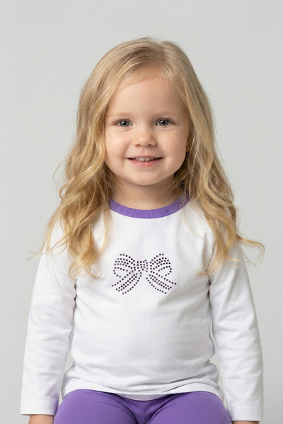 LUESS Kız Çocuk Kurdela Detaylı Bisiklet Yaka Tişört (2-3 7-8 yaş)