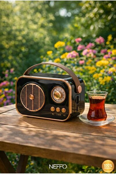 NEFFO Nostaljik Görünümlü Retro Tf Kart Bluetooth USB Destekli Küçük Boy Nost...
