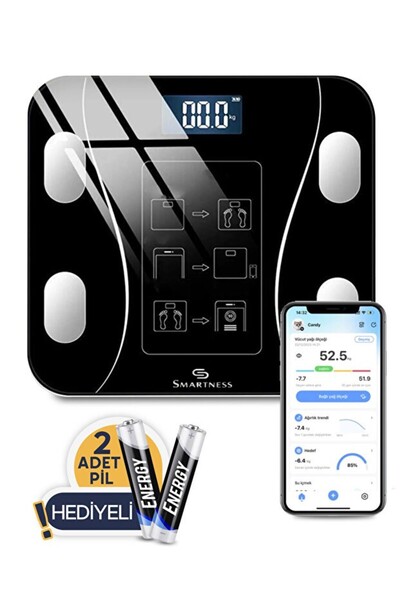 Genel Markalar Smartness Dijital Baskül Yağ Su Kas Vücut Kitle Endeksi Kilo Ö...