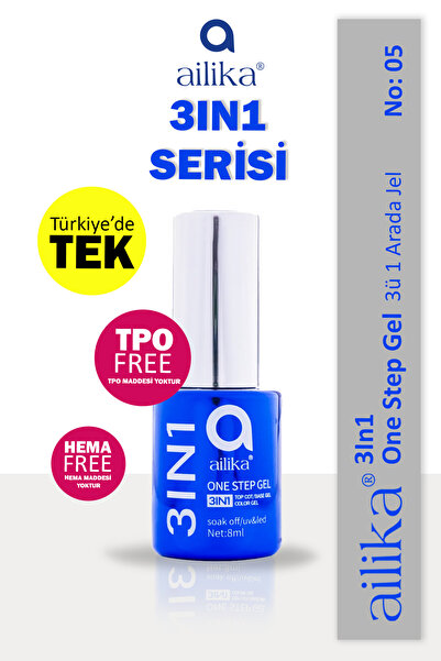 Ailika 3in1 Jel Topcoat ve Basecoat Dahil Kalıcı Oje 3in1 8ml No: 05