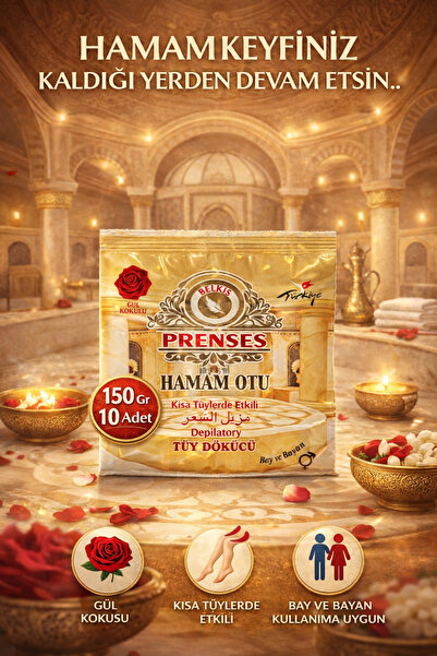 PRENSES Gül Kokulu Tüy Dökücü Toz - Hamam Otu 150 gr X 10 Adet