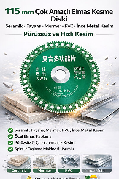 SENBANG 115 mm Çok Amaçlı Kesme Diski | Seramik – Fayans – Mermer – PVC – İnc...