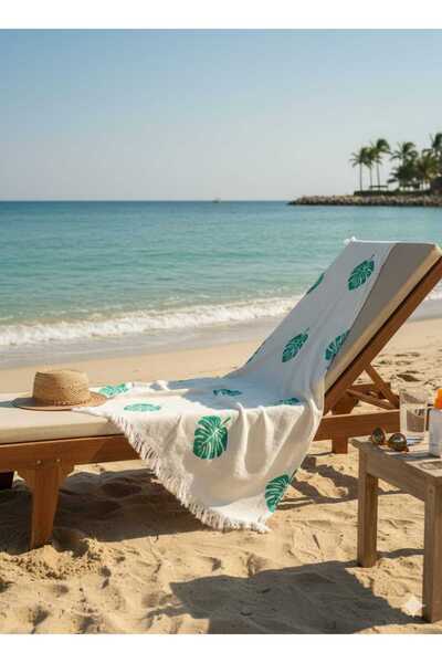 Milenam منشفة الشاطئ منقوشة بأوراق الشاش