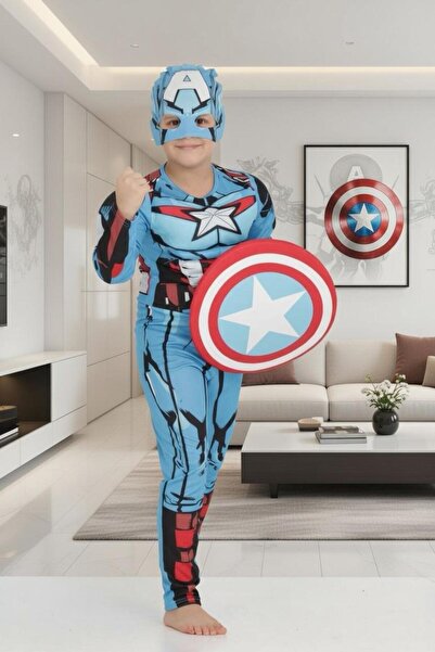 Liyavera زي كابتن أمريكا العضلي للأطفال مع درع، زي كابتن أمريكا العضلي للأطفال