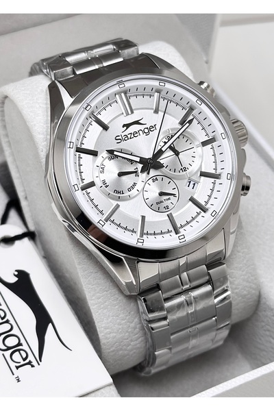 Slazenger ساعة أصلية بضمان لمدة عامين، سوار فولاذي مقاوم للماء، علبة فولاذية،...
