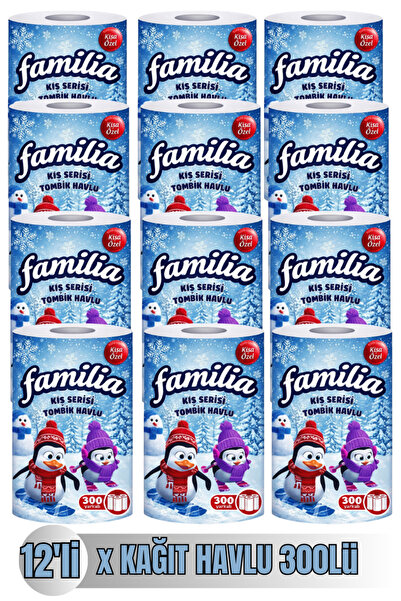 Familia Kış Serisi Tombik Havlu 300 Yaprak-12'li Koli