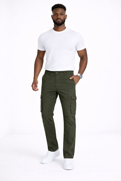 Meteor Jeans Erkek Haki Kargo Pantolon – Düz Paça, Rahat Kalıp (Çok Cepli)