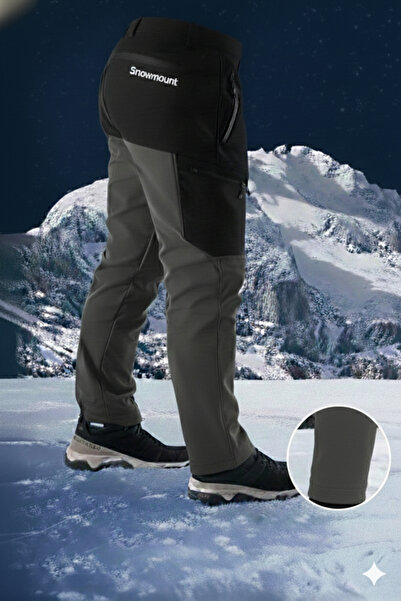 SNOWMOUNT Softshell Outdoor Suya Soğuğa Karşı Dayanıklı Erkek Siyah Antrasit ...