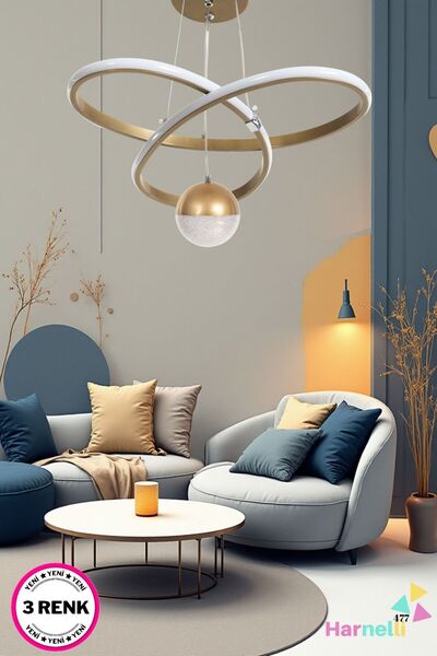 Harnelli 3 RENK YANABİLEN ŞEKER CAMLI MODERN LEDLİ AVİZE