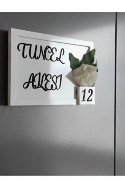 PAŞAOĞLU PLEKSİ Kişiye Özel yapışkanli Siyah beyaz Ahşap Çerçeveli Aile İsmi ...