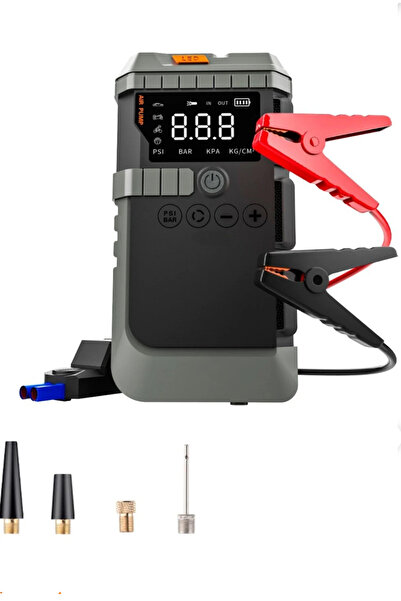 Genel Markalar 12.000mAh Araç Akü Şarj Takviyeli Işıklı Hava Kompresörü Akü T...