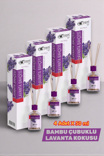Extrem 4 Adet Bambu Çubuklu Oda Kokusu Lavanta Bahçesi | Kalıcı & Ferahlatıcı...