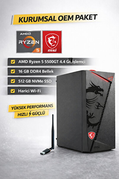 Gamelax MSI MAG SHIELD M301 5500GT 16 GB DDR4 512 M.2 SSD Wifi Ofis Pc