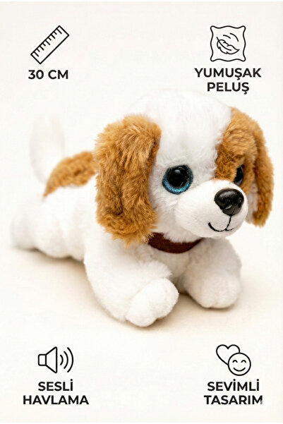 viyolmarketim Peluş Sesli Yavru Köpek 30 cm – Havlayan Yumuşak Peluş Oyuncak ...