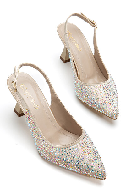 ALGİY MODA Παπούτσια με ψηλό τακούνι με λεπτομέρεια από πέτρα