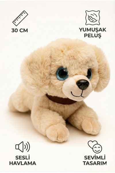 viyolmarketim Peluş Sesli Yavru Köpek 30 cm – Havlayan Yumuşak Peluş Oyuncak ...