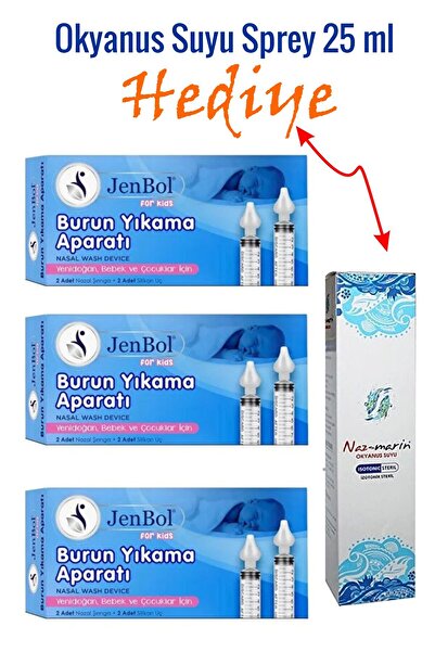 Jenbol Bebek Burun Yıkama Enjektörü 2'li Nazal Aspiratör Şırınga Temizleme Ap...