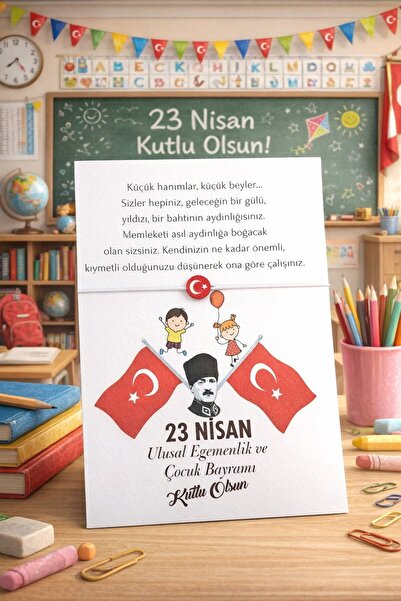 Emtory Home 5 Adet 23 Nisan Hediyelik Bileklik - Türk Bayraklı Kartlı Bilekli...