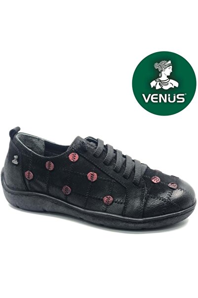 Venüs Riwgin Genuine Leather Orthopedic Women's Casual Shoes Black