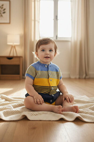 Örgü Sanatı El Örgüsü Yelek, Erkek Bebek Yeleği, Örgü Yelek