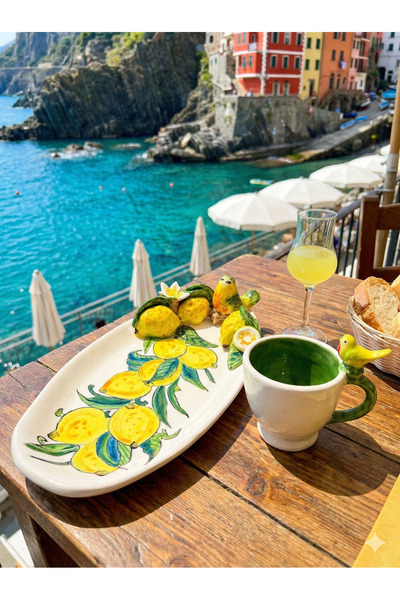 Zeynebinsırüstü El Yapımı Büyük Boy Seramik Kayık Tabak – Çini Desen Limon & ...