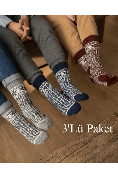 YOTITEX Colorful Star Patterned 3-Pack Wool Winter Unisex Thermal Socks – Sof...