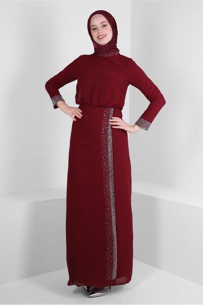 Alvina STONE EMBROIDERED CHIFFON EVENING DRESS 50388