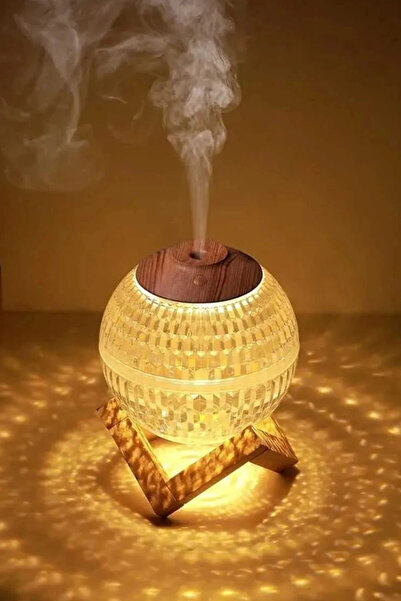 Genel Markalar Hava Nemlendirici Buhar Makinesi Ahşap Detaylı Full Led Gece L...