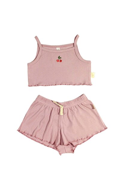Miela Kids Cherry Embroidered Crop Corded Set