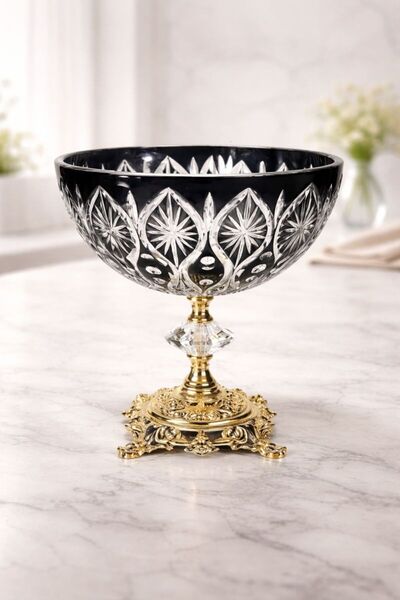 Kristal Market حامل فواكه فاخر مصنوع يدويًا على طراز أفروديت بأرجل ذهبية