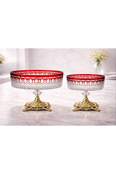 Kristal Market حامل فاكهة فاخر مصنوع يدويًا من الكريستال المنقوش بنمط ملكي، 2...