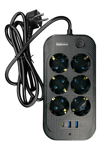 Techmaster 2 USB + Type-C Current and Child-Proof 6-Port Socket 5m