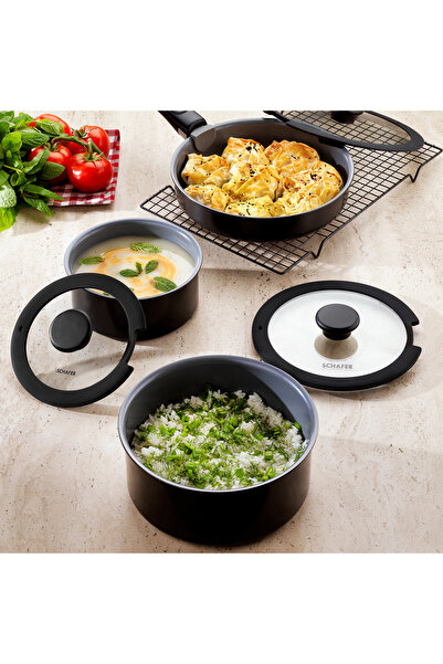 Schafer طقم أواني طهي فيجن سيراميك 7 قطع - رمادي