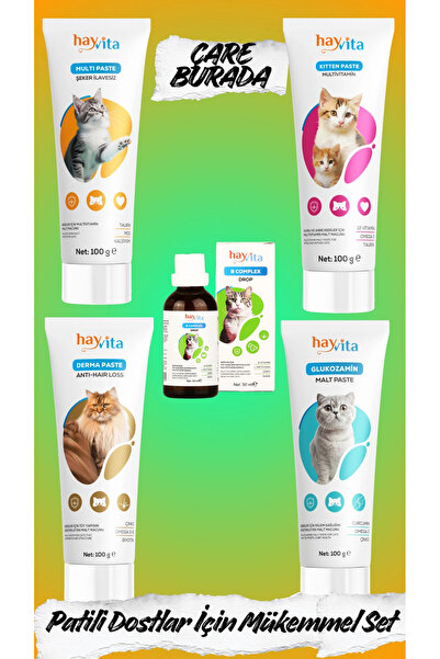 Çare Burada Patili Dost Seti (B Complex Drop, Glukozamin & Multi & Anti Hair ...