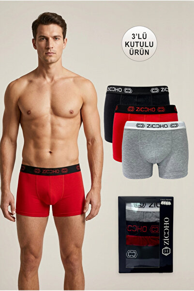 ZICCHO Συσκευασία 3 ανδρικών εσωρούχων Boxer από βαμβακερό ελαστικό και άνετο...