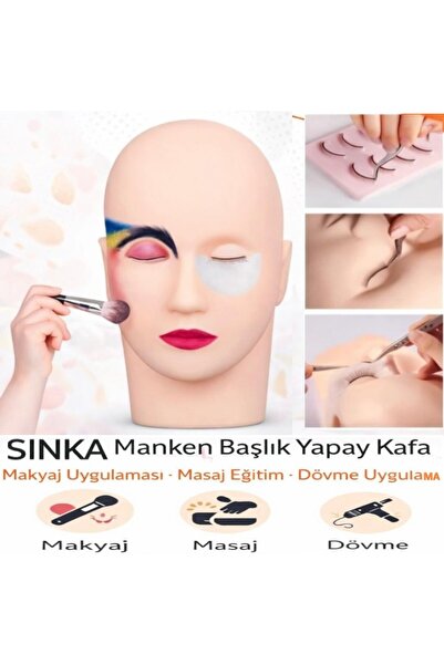 SİNKA Manken Başlık Yapay Silikon Kafa Makyaj Uygulaması Masaj Eğitim Dövme U...