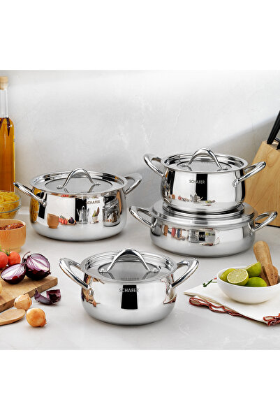 Schafer Galaxy Steel Cookware Set 8 Pieces-Inox