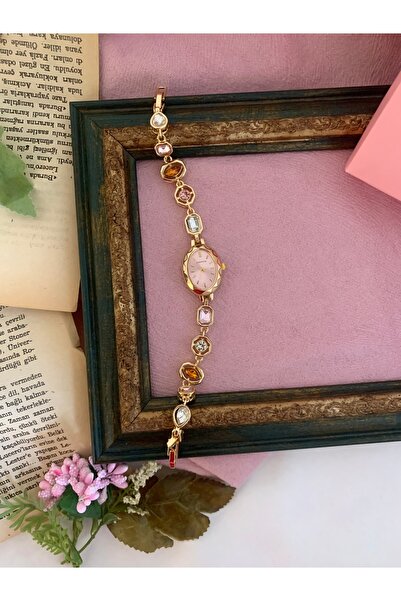 Choppers Vintage Pink Stone Adjustable Cord Women's Watch in Gift Box