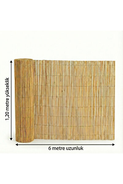 Bygolden Balkon ve Bahçe Hasır Çit 1.20x6 mt - Gölgelik Kamış Hasır Rulo - Gü...