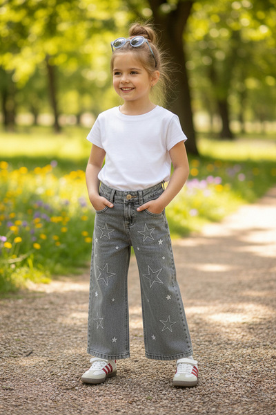 Fulla Moda Παντελόνι για κορίτσια με ρυθμιζόμενο ρυθμιζόμενο ένθετο στη μέση