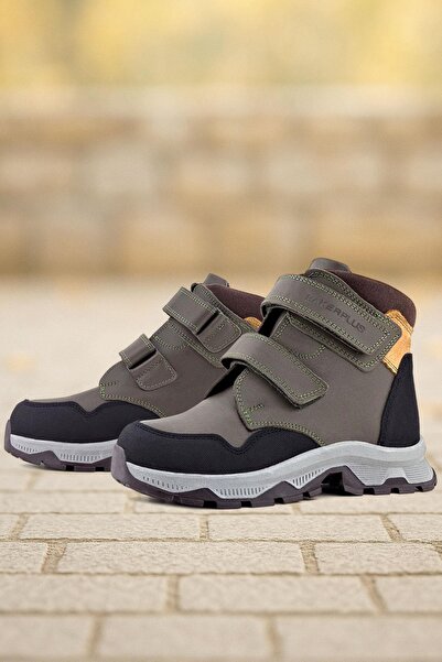 Rakerplus حذاء رجالي من الجلد الطبيعي باللون الأخضر الكاكي والأصفر مع شريط في...