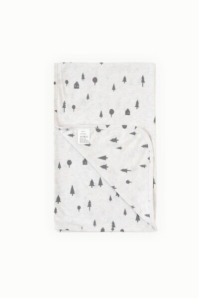 Boumini 80X80 cm 100% Cotton Double Layer Baby Blanket Pine Forest Beige