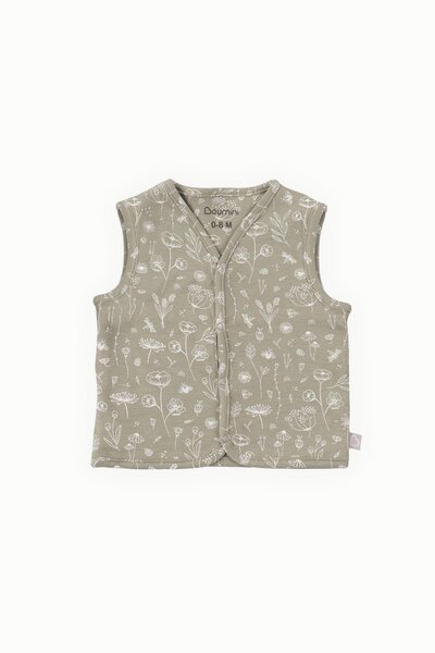 Boumini Bebek Yelek Çift Taraflı Bahar Çiçekli Haki