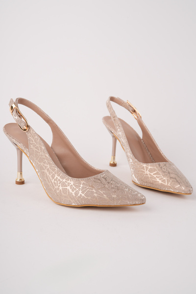 bulutmod Ba04596 Gold Women's Evening Dress Classic Pointed Gold 9 cm Heeled Shoes - 40