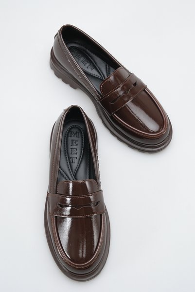 AYAKKABI MEET Women's Brown Loafer Daily Classic Shoes Casual Moccasin Fonle