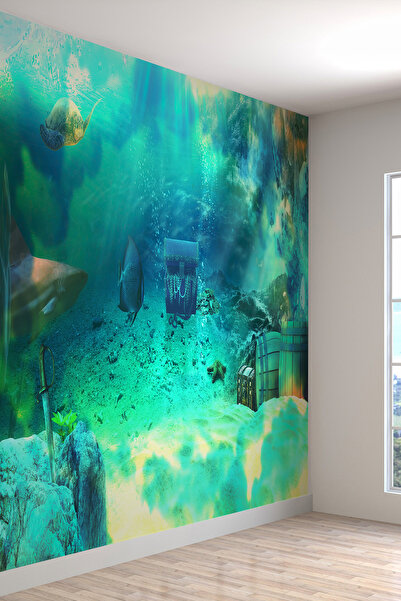 dreamwall Denizaltı Balık Ve Hazine Desenli Isı Ve Ses Yalıtımlı Sağlıklı Tek...