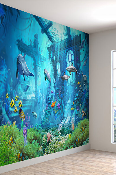 dreamwall Denizaltı Balıklar Desenli Isı Ve Ses Yalıtımlı Sağlıklı Tekstil Du...