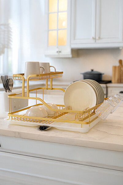 Prima Nova Bianka Paslanmaz Alüminyum İki Katlı Bulaşıklık - Altın