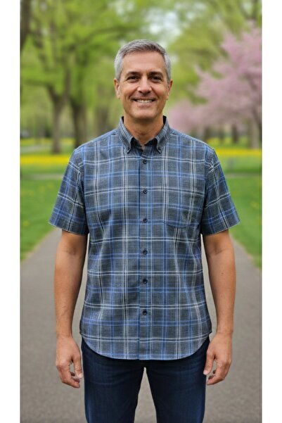 Grand Star %100 PAMUK KETEN KISA KOLLU CEPLİ KLASİK EKOSELİ ERKEK GÖMLEK